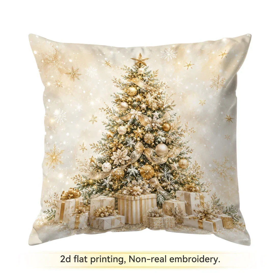 1/4 Pièces de Housses de Coussin Dorées pour Décoration de Noël en Polyester pour la Maison, la Voiture et le Canapé — Sapin