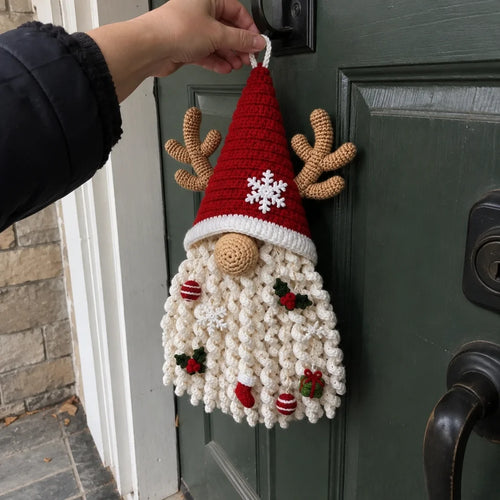Kit de Décoration de Porte au Crochet Fait Main, Thèmes Saisonniers : Père Noël, Cœur de la Saint-Valentin, Noël, Lapin de